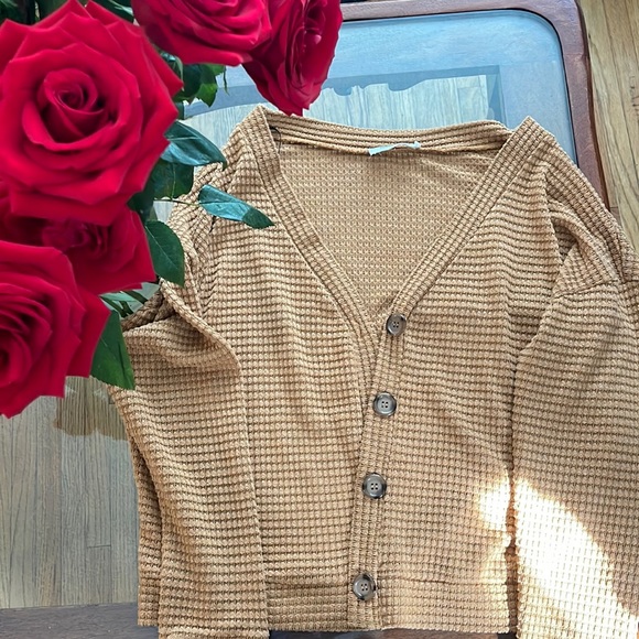 Double Zero Sweaters - Double Zero Button Cardigan Waffle Knit size large